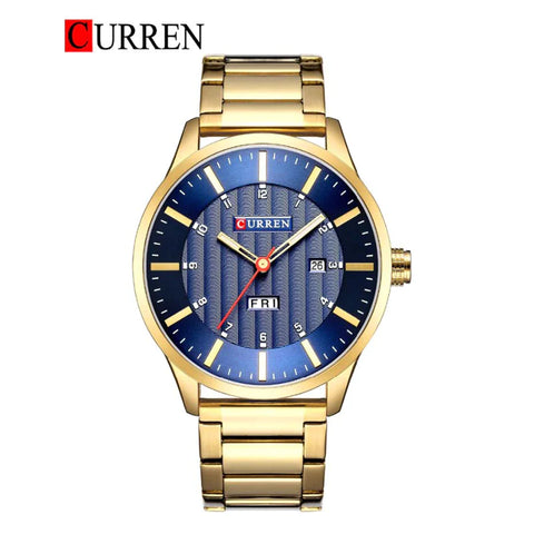 Stainless Steel Band Wrist Watch For Men (Golden color)