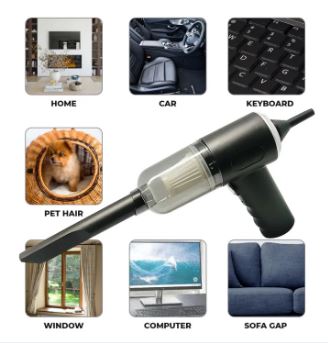 3 In 1 Vacuum Cleaner Duster Blower Air Pump Wireless Hand-Held Cleaning For Car Home PC