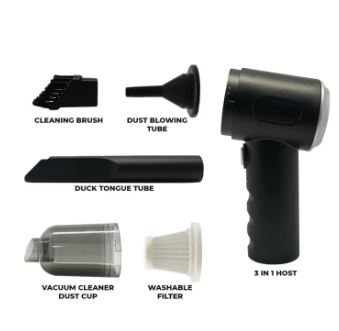 3 In 1 Vacuum Cleaner Duster Blower Air Pump Wireless Hand-Held Cleaning For Car Home PC