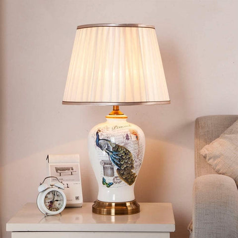 Vintage Retro Peacock Table Lamp (1 Pair)