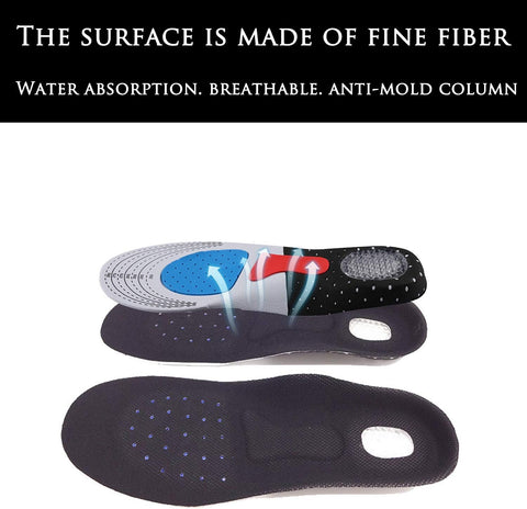 AMODA Unisex Massaging Gel Insoles, Cushioning Shock Absorbing Breathable Silicone Insole for Walking & Running