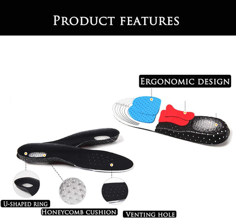 AMODA Unisex Massaging Gel Insoles, Cushioning Shock Absorbing Breathable Silicone Insole for Walking & Running