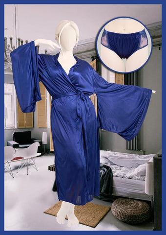 2 Hearts Silk Night suit for women blue (Model JE-9023)