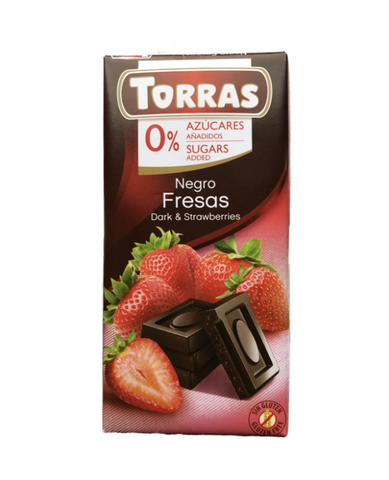 Torras Negro Zero Sugar Strawberry Dark Chocolate 75g