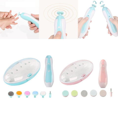 Electric Baby Nail Trimmer with 6 Grinding Heads and LED Light for Babies and Newborns