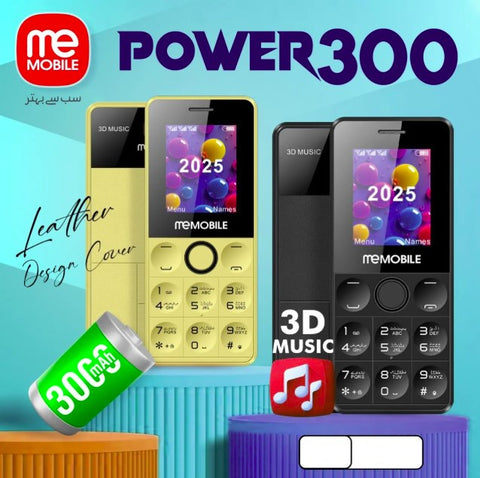 meMobile Power 300 Keypad Mobile Dual SIM | 3000 mAh Big Battery 1.8'' Display | Wireless FM | Smart Camera 1 Year Warranty