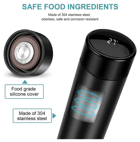 Multicolor Temperature Water Bottle 500 ML Black