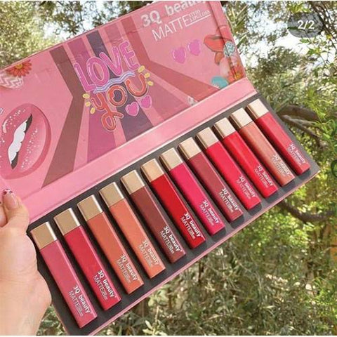 3Q Beauty Matte Lip Gloss Multi Unique Colors Pack of 12