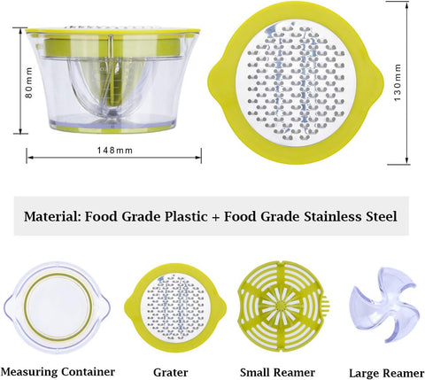 Lemon Orange Manual Squeezer Citrus Lime juicer Multifunctional Press Hand Juice Extractor with 2 Reamers and Measuring Container
