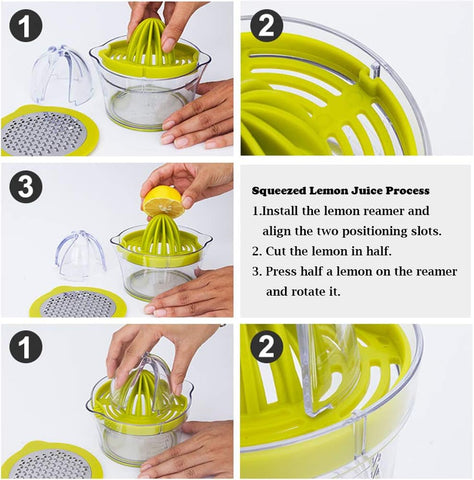 Lemon Orange Manual Squeezer Citrus Lime juicer Multifunctional Press Hand Juice Extractor with 2 Reamers and Measuring Container