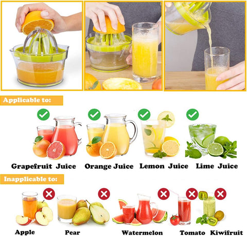 Lemon Orange Manual Squeezer Citrus Lime juicer Multifunctional Press Hand Juice Extractor with 2 Reamers and Measuring Container