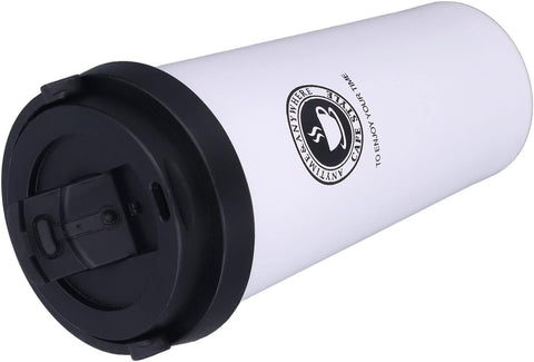 500ML Insulated Mug Cup White - Coffee Tumbler - with Safety Lock, Gold Color, Hot n Cold