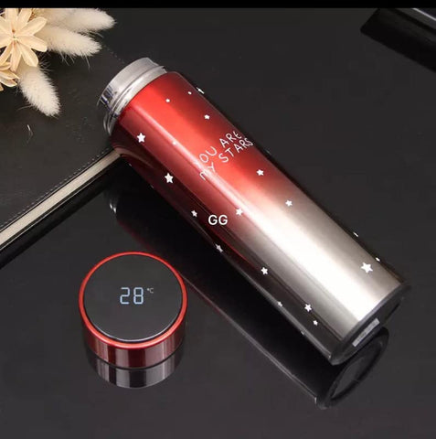 Stainless Steel Star Printed Insulated Water Bottle with Smart Temperature Display for Kids & Adults