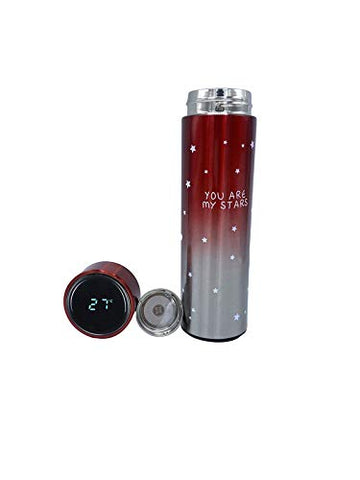 Stainless Steel Star Printed Insulated Water Bottle with Smart Temperature Display for Kids & Adults