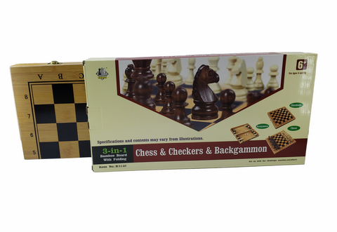 Chess Wood Folding 3 In 1 B-3150 Large Size