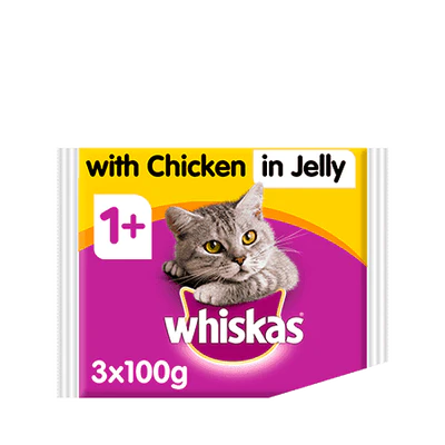 Whiskas 1+ Chicken in Jelly Cat Food 3 x 100g
