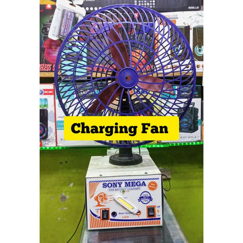 Charging Fan 10 Inch With Large Battery Backup