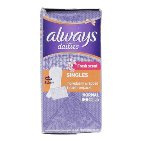 Always Dailies Fresh Scent Singles Normal 20 Pads