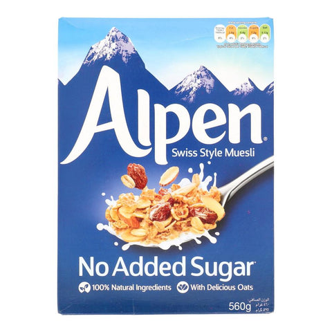 Alpen Cereal No Added Sugar Swiss Style Muesli 560 Gm