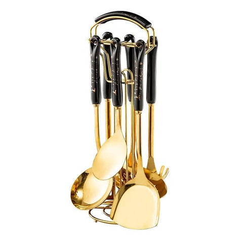 Kitchen Ladle Set With Stand Black