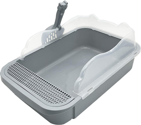 Semi-Enclosed Round Litter Tray With Side Stain With Free Scoop
