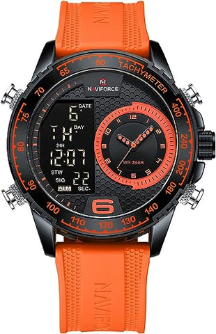 Naviforce Watch For Men Dual Display Orange
