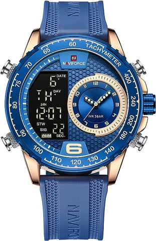Naviforce Watch For Men Dual Display Blue