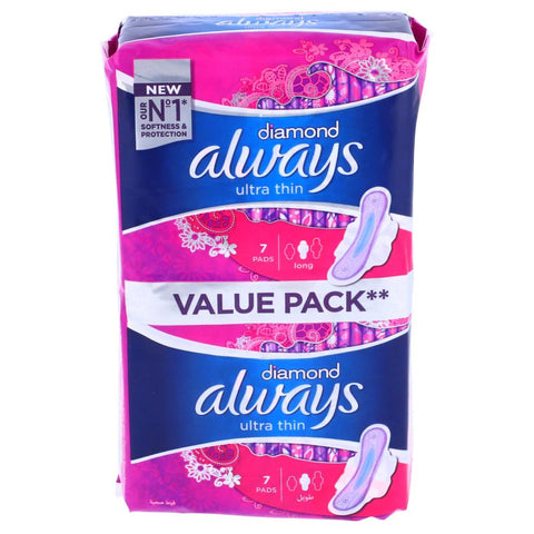 Always Pads Diamond Ultra Thin Long 14 Pcs Pack
