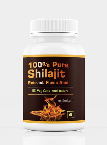 Shilajit 100% Pure Extract Fluvic Acid 60 Veg Capsules