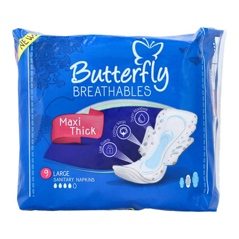 Butterfly Sanitary Napkins Maxi Thick Long 9Pcs