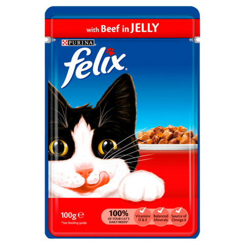 Felix Cat Food Beef In Jelly Pouch 100g