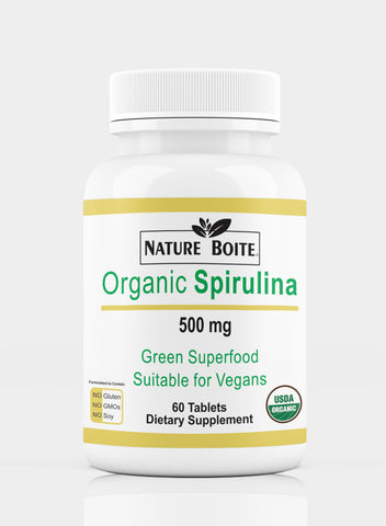 Organic Spirulina Green SuperFood 500Mg 60 Tablets