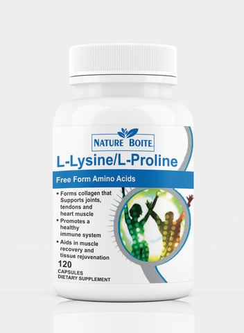 L-Lysine L-Proline Free Form Amino Acids 120 Capsules