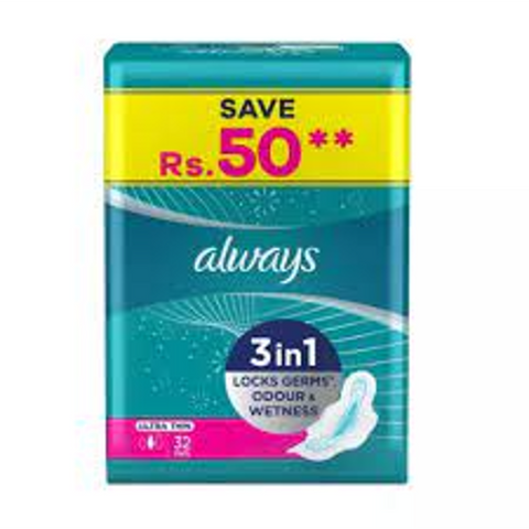 Always Ultra Pads 3 Pack With  1 Pack Free 32Pcs