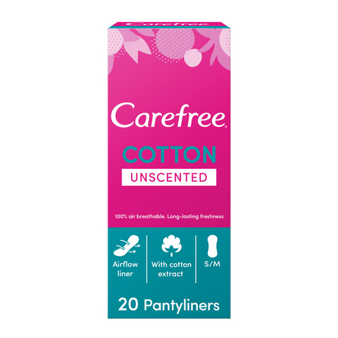 Carefree Sanitary Pads Cotton Unscented 20Pc
