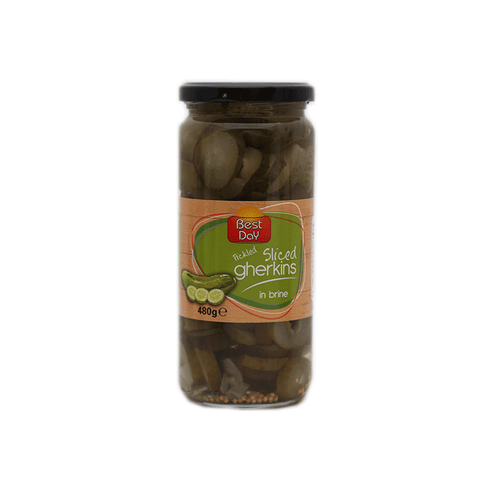 Best Day Pickled Gherkins Sliced In Brine 480 Gm