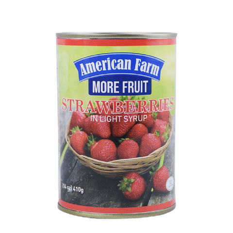 American Farm Strawberries In Light Syrup 410 Gm