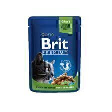 Brit Premium Cat Wet Food With Chicken Slices For Sterilized Cats 100 Gm