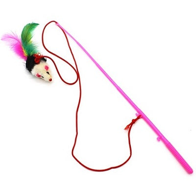 Cat Playing Stick Mouse