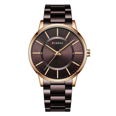 Curren Mens Dress Watch In Brown Dial And Steel Chain