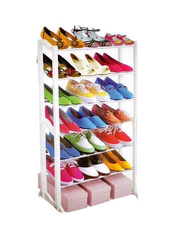 7 Tier Shoe Rack White 100centimeter