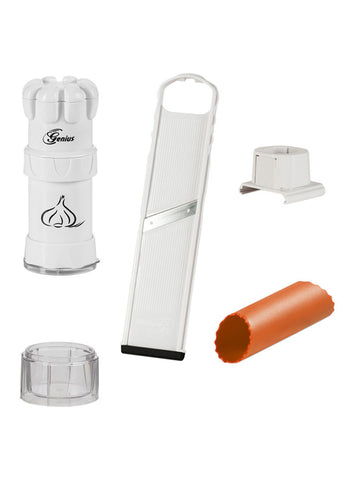 4-In-1 Garlic Cutter Set White 10inch