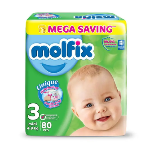 Molfix Mega Saving 3 Midi 4-9 Kg 80 Pcs