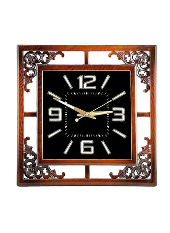 Analog Fancy Wall Clock Brown & Black