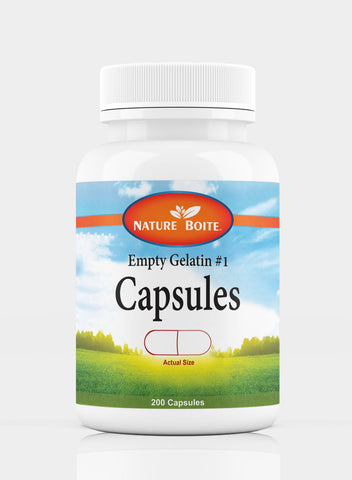 Empty Gelatin #1 Dietary Supplement 200 Capsules