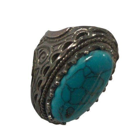 Green Feroza Gemstone Hand Made Ring For Mens