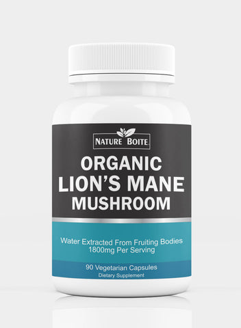 Organic Lions Mane Mushroom Dietary Supplement 1800Mg 90 Veg Capsules