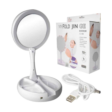 My Fold Jin ge Lighted Foldable Makeup Mirror White